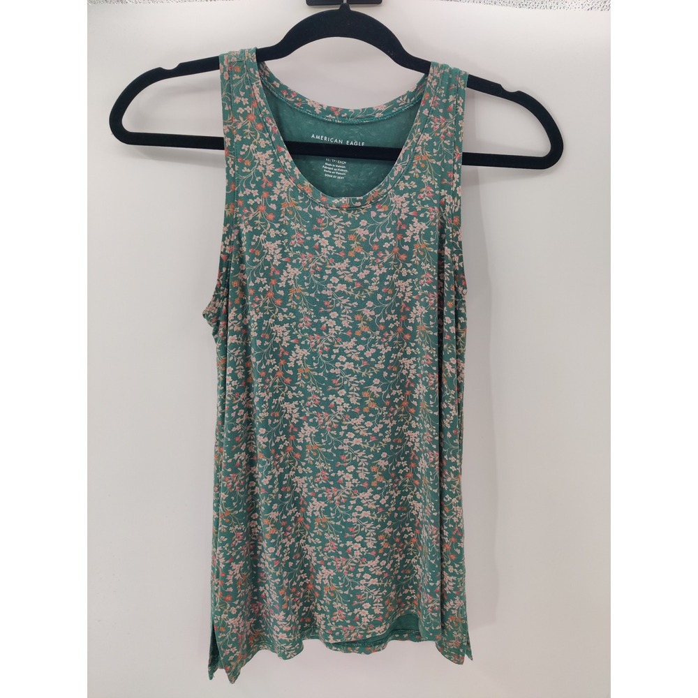 American Eagle Soft &‎ Sexy Floral Tank Top Green Sleeveless XS
